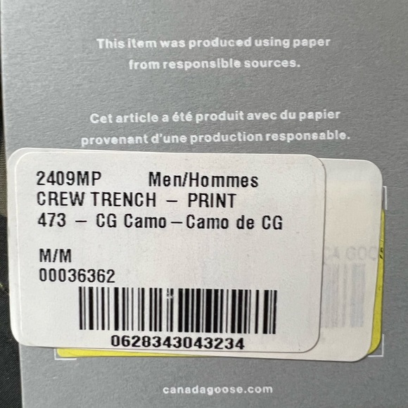 NWT CANADA GOOSE CAMOUFLAGE CAVALRY WATER REPELLENT JACKET MEN'S MEDIUM - Picture 10 of 15